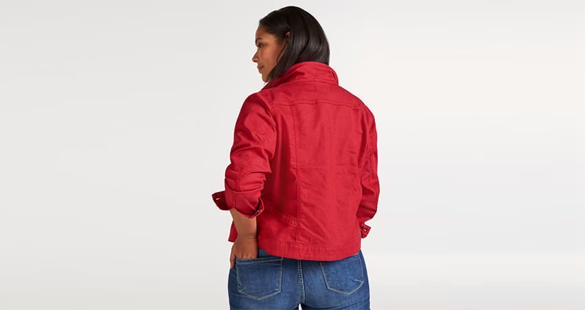 Jean jacket σε denim κόκκινο χρώμα